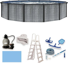 Blue Wave San Pedro 24-ft Round 52-in Deep 6-in Top Rail Above Ground Steel Wall Swimming Pools